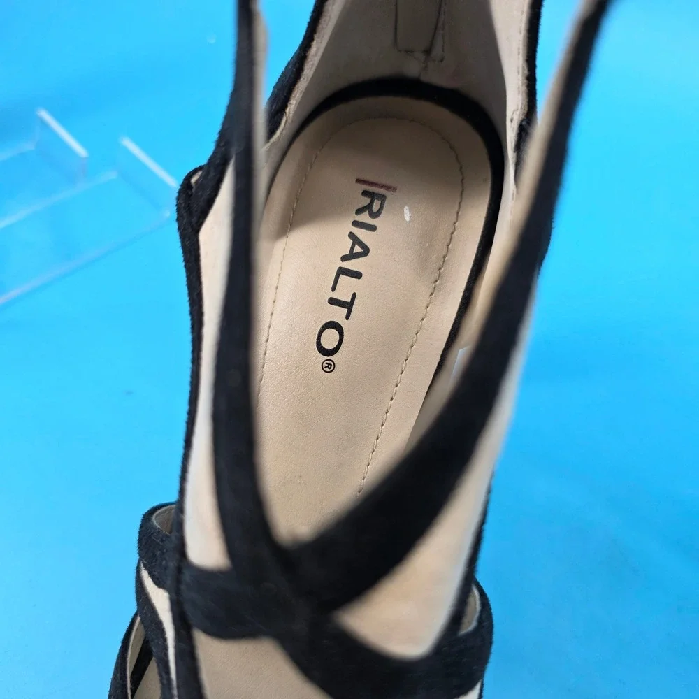 Rialto Ria Womens Black Beige Strappy Caged Dress Sandals Heels Size‎ 9M R6863Z